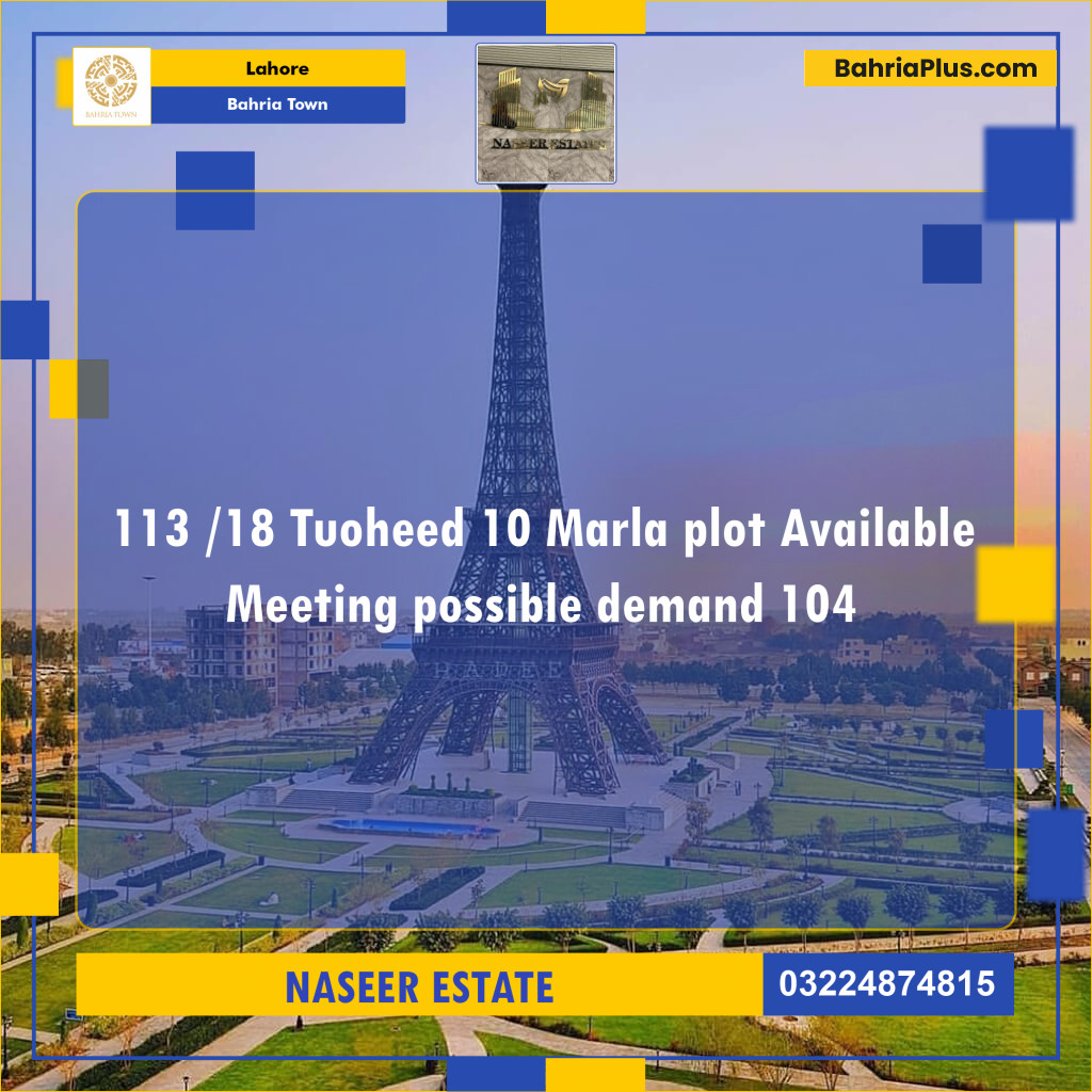 Residential Plot for Sale in Sector F - Tauheed Block -  Bahria Town, Lahore - (BP-121900)