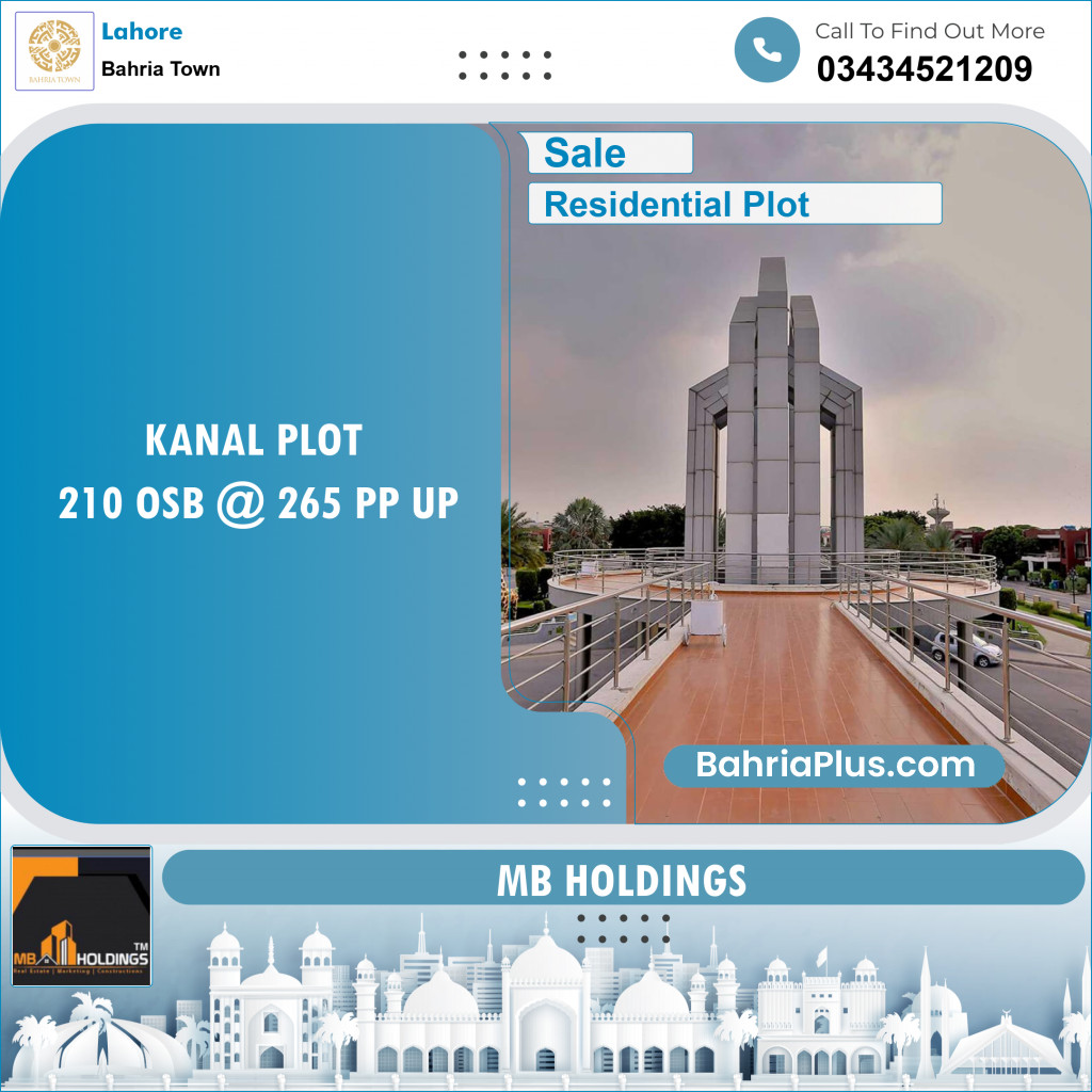 Residential Plot for Sale in Overseas B -  Bahria Town, Lahore - (BP-121907)