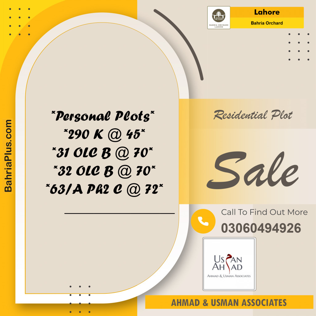 Residential Plot for Sale in Phase 2 - K Block -  Bahria Orchard, Lahore - (BP-121928)