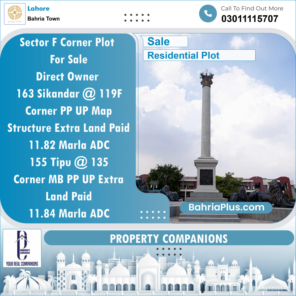 Residential Plot for Sale in Sector F - Sikander Block -  Bahria Town, Lahore - (BP-121965)