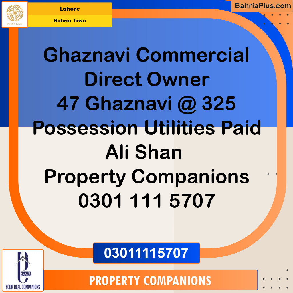 Commercial Plot for Sale in Sector F - Ghaznavi Block -  Bahria Town, Lahore - (BP-121985)