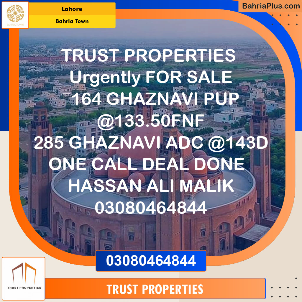 Residential Plot for Sale in Sector F - Ghaznavi Block -  Bahria Town, Lahore - (BP-122013)