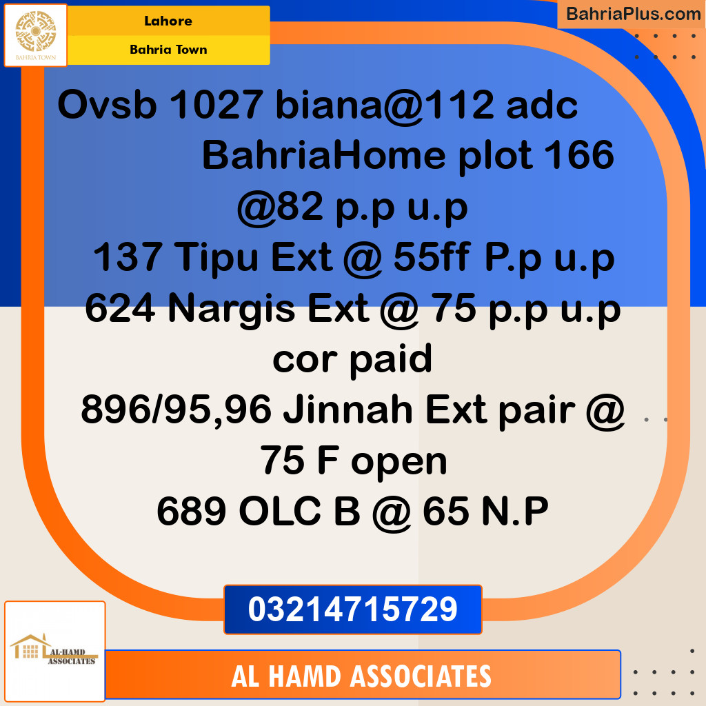 Residential Plot for Sale in Overseas B -  Bahria Town, Lahore - (BP-122017)