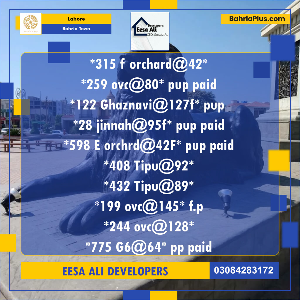 Residential Plot for Sale in Overseas C -  Bahria Town, Lahore - (BP-122026)