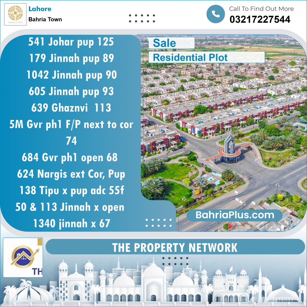 Residential Plot for Sale in Sector E - Johar Block -  Bahria Town, Lahore - (BP-122030)