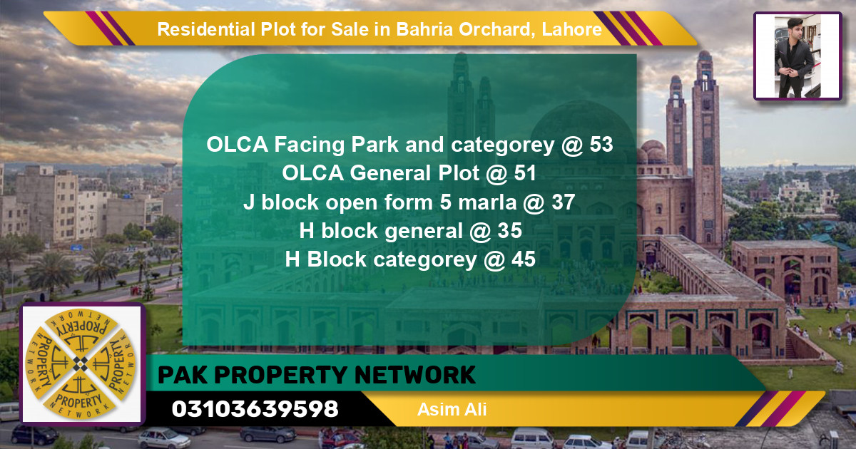 Residential Plot for Sale in OLC-A Block -  Bahria Orchard, Lahore - (BP-122038)