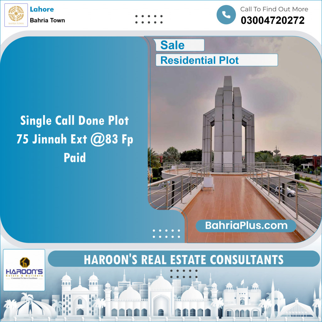Residential Plot for Sale in Sector E - Jinnah Ext. Block -  Bahria Town, Lahore - (BP-122042)