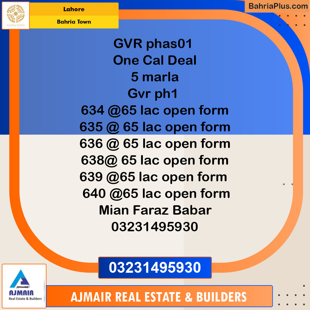 Residential Plot for Sale in Golf Phase 1 -  Bahria Town, Lahore - (BP-122053)