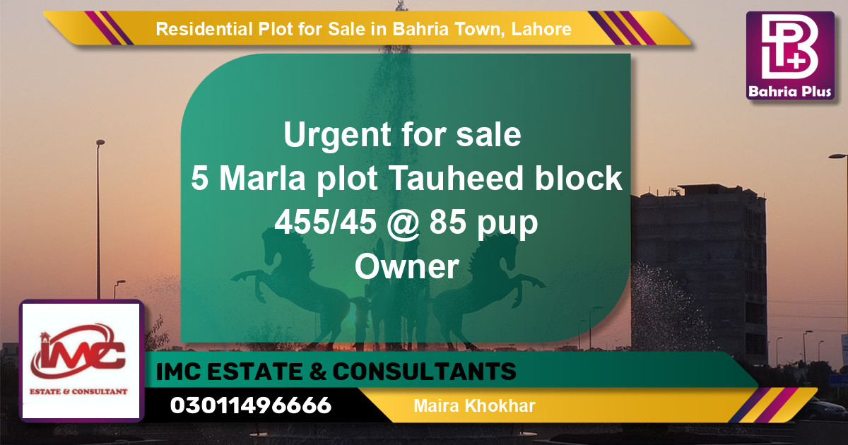 Residential Plot for Sale in Sector F - Tauheed Block -  Bahria Town, Lahore - (BP-122080)