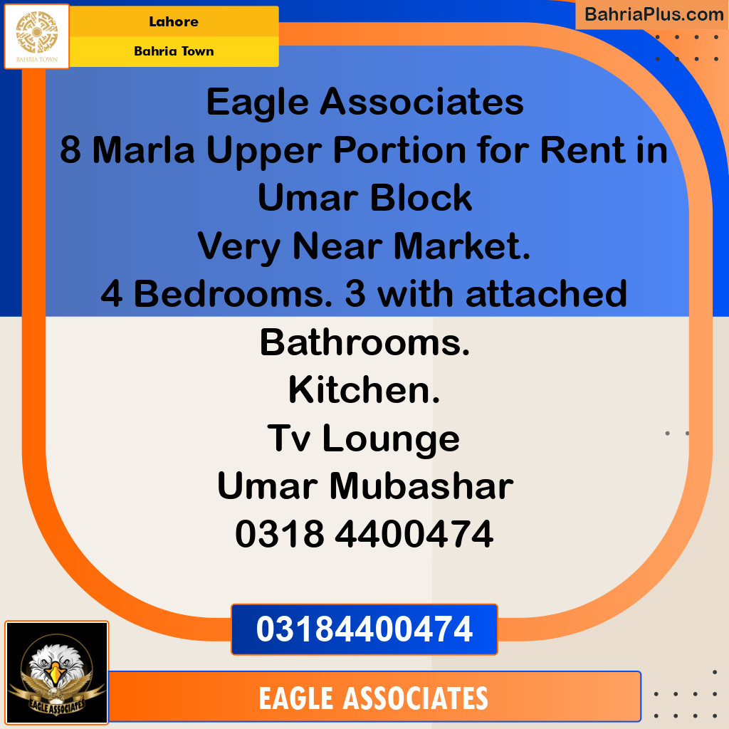 Residential House for Rent in Sector B - Umer Block -  Bahria Town, Lahore - (BP-122164)