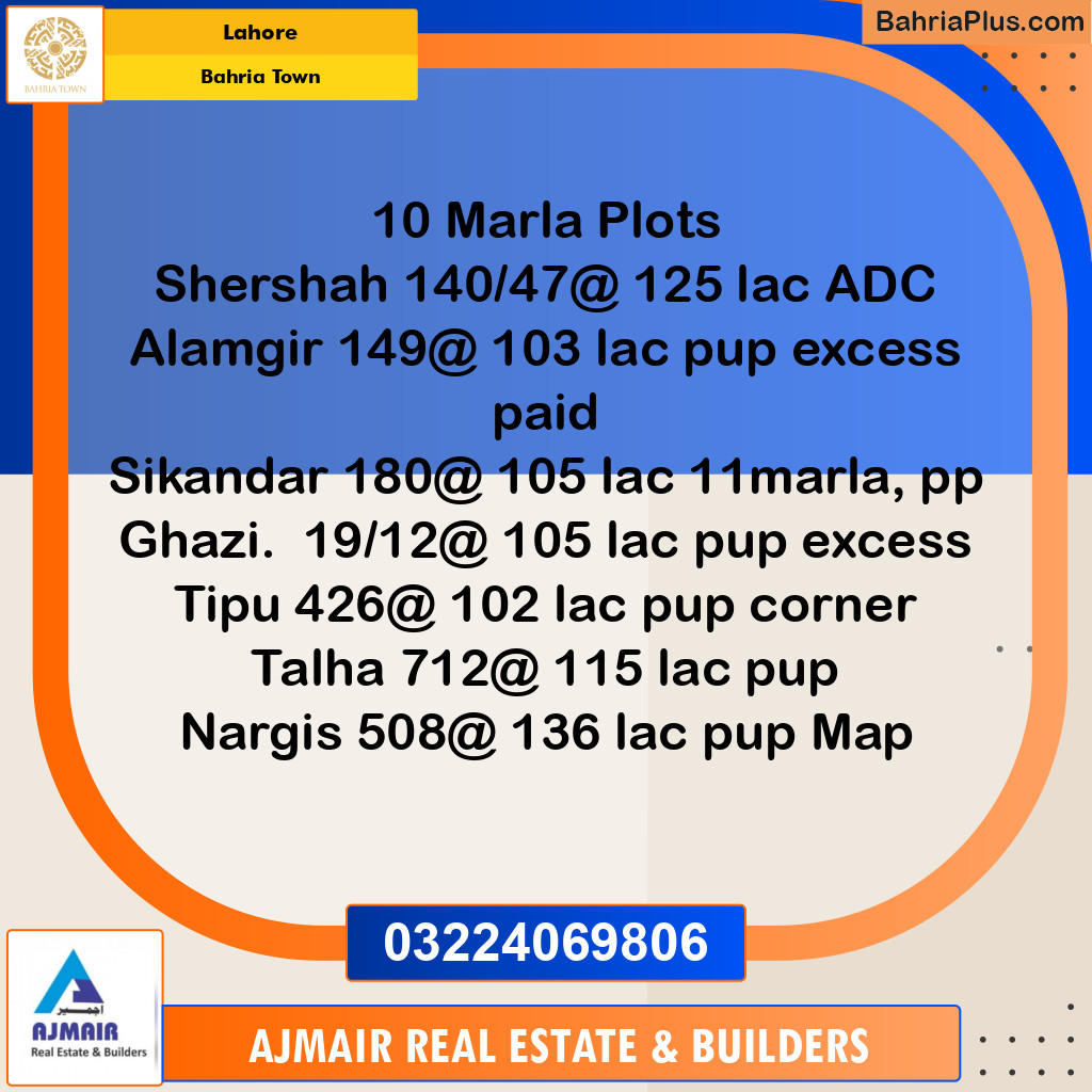 Residential Plot for Sale in Sector F - Shershah Block -  Bahria Town, Lahore - (BP-122176)