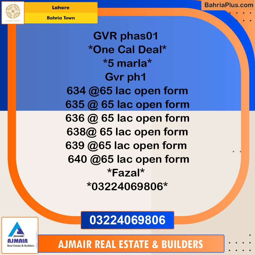 Residential Plot for Sale in Golf Phase 1 -  Bahria Town, Lahore - (BP-122177)