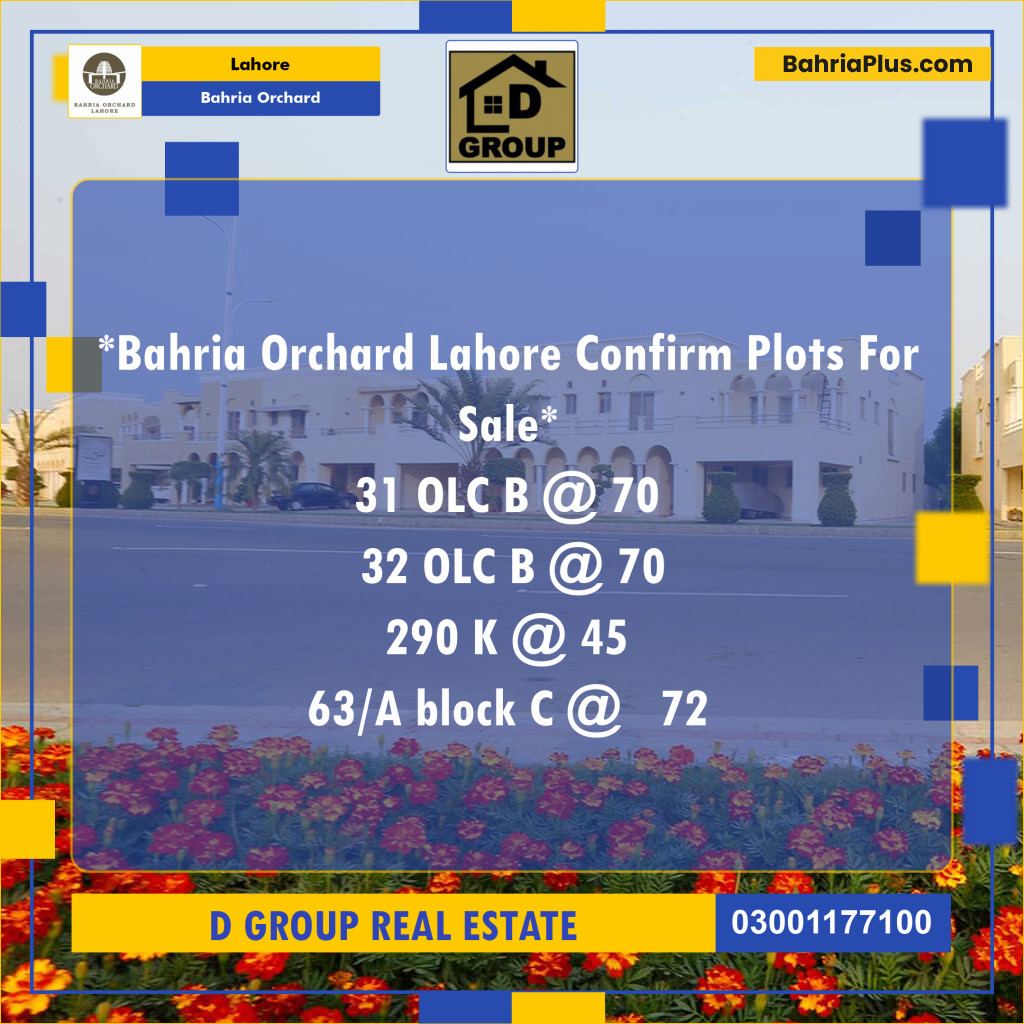 Residential Plot for Sale in OLC-B Block -  Bahria Orchard, Lahore - (BP-122300)