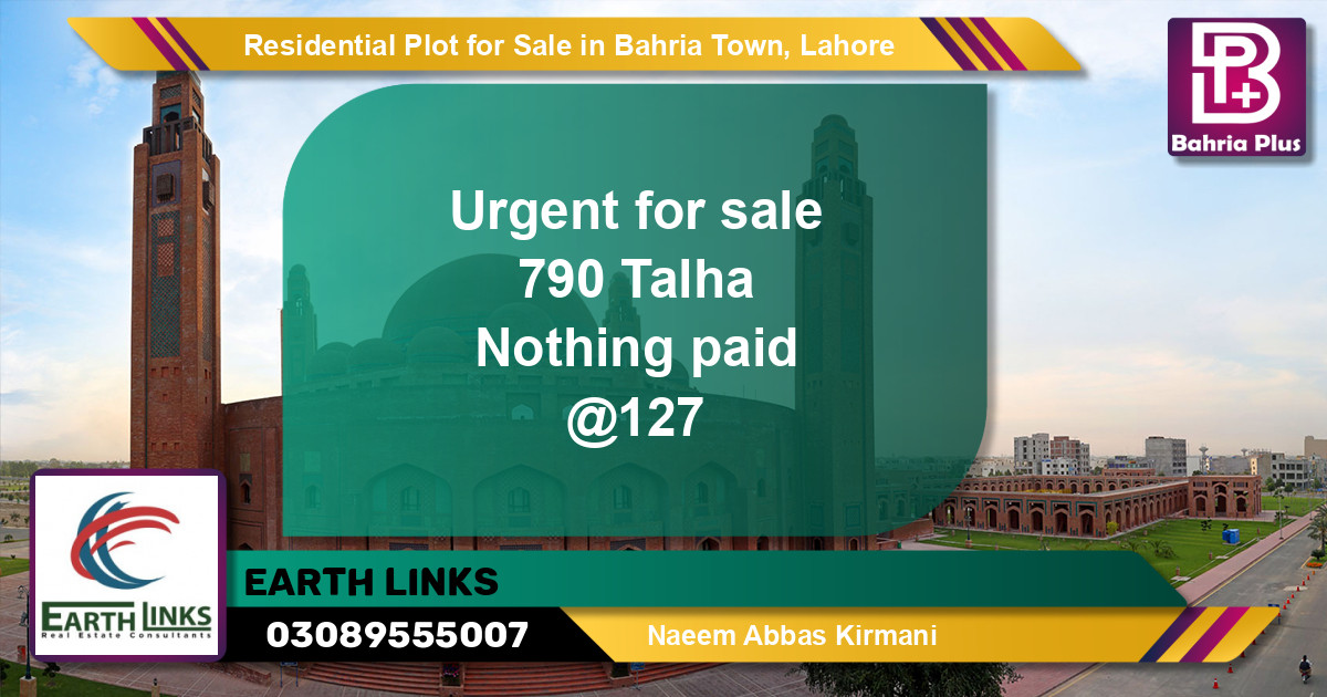 Residential Plot for Sale in Sector F - Talha Block -  Bahria Town, Lahore - (BP-122319)
