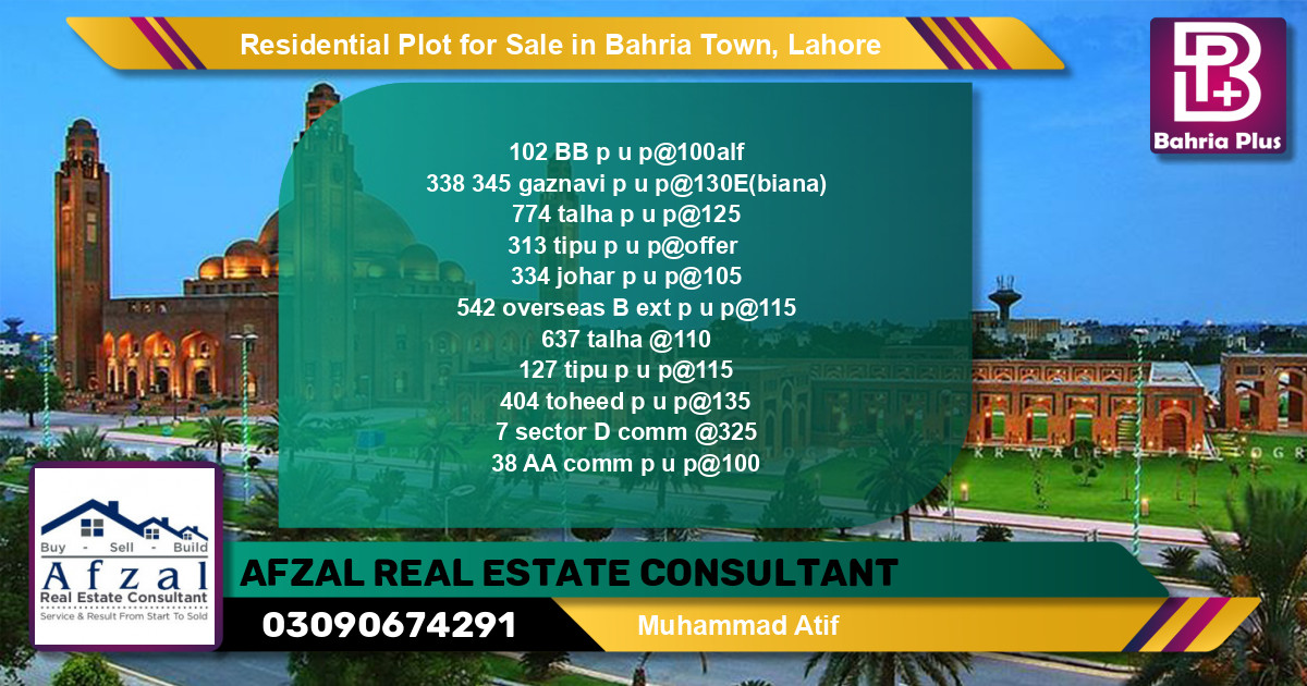 Residential Plot for Sale in Sector D - BB Block -  Bahria Town, Lahore - (BP-122327)