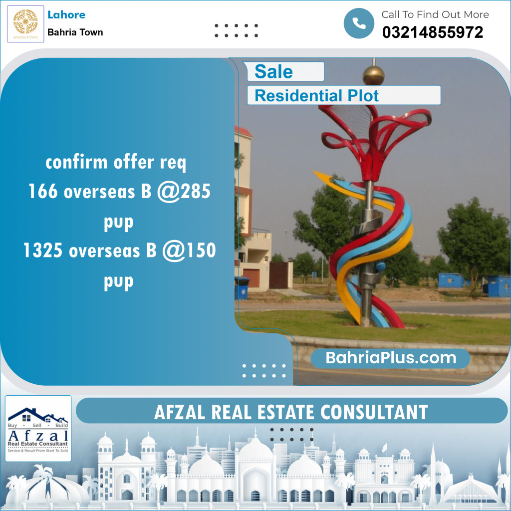 Residential Plot for Sale in Overseas B -  Bahria Town, Lahore - (BP-122408)