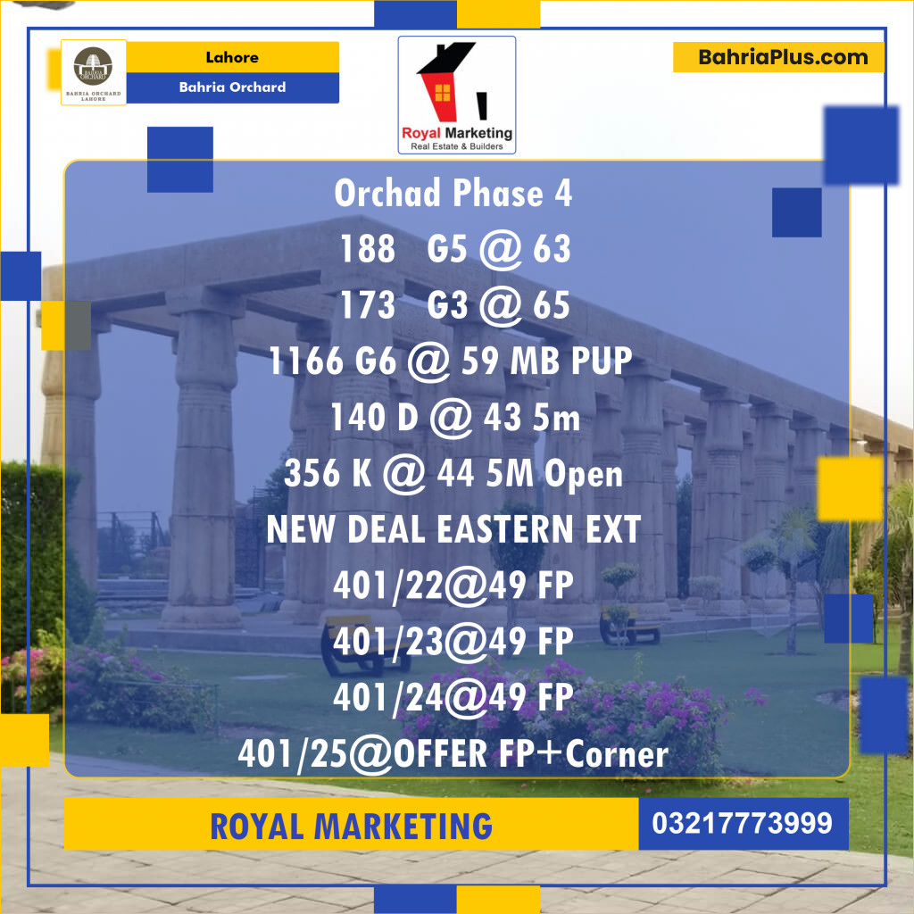 Residential Plot for Sale in Phase 4 - G5 Block -  Bahria Orchard, Lahore - (BP-122426)