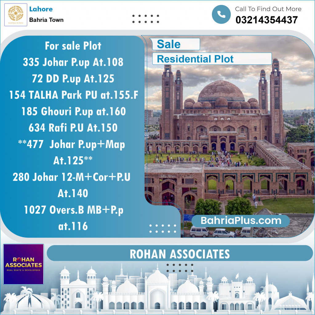 Residential Plot for Sale in Sector E - Johar Block -  Bahria Town, Lahore - (BP-122438)