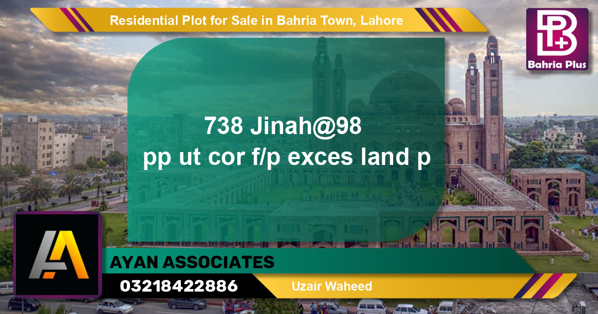 Residential Plot for Sale in Sector E - Jinnah Block -  Bahria Town, Lahore - (BP-122445)