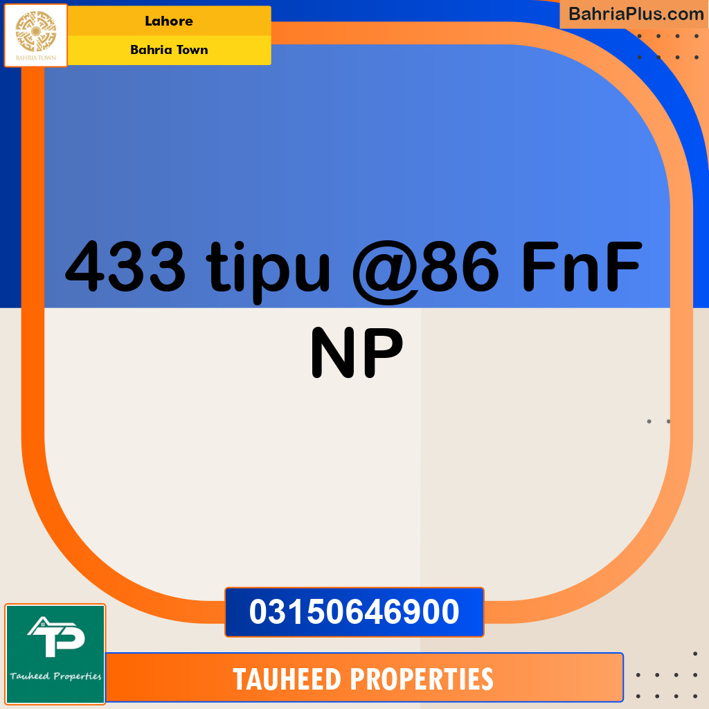 Residential Plot for Sale in Sector F - Tipu Sultan Block -  Bahria Town, Lahore - (BP-122449)