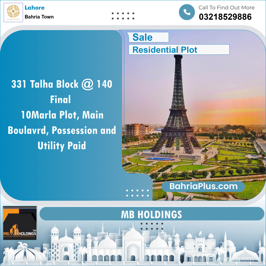 Residential Plot for Sale in Sector F - Talha Block -  Bahria Town, Lahore - (BP-122465)