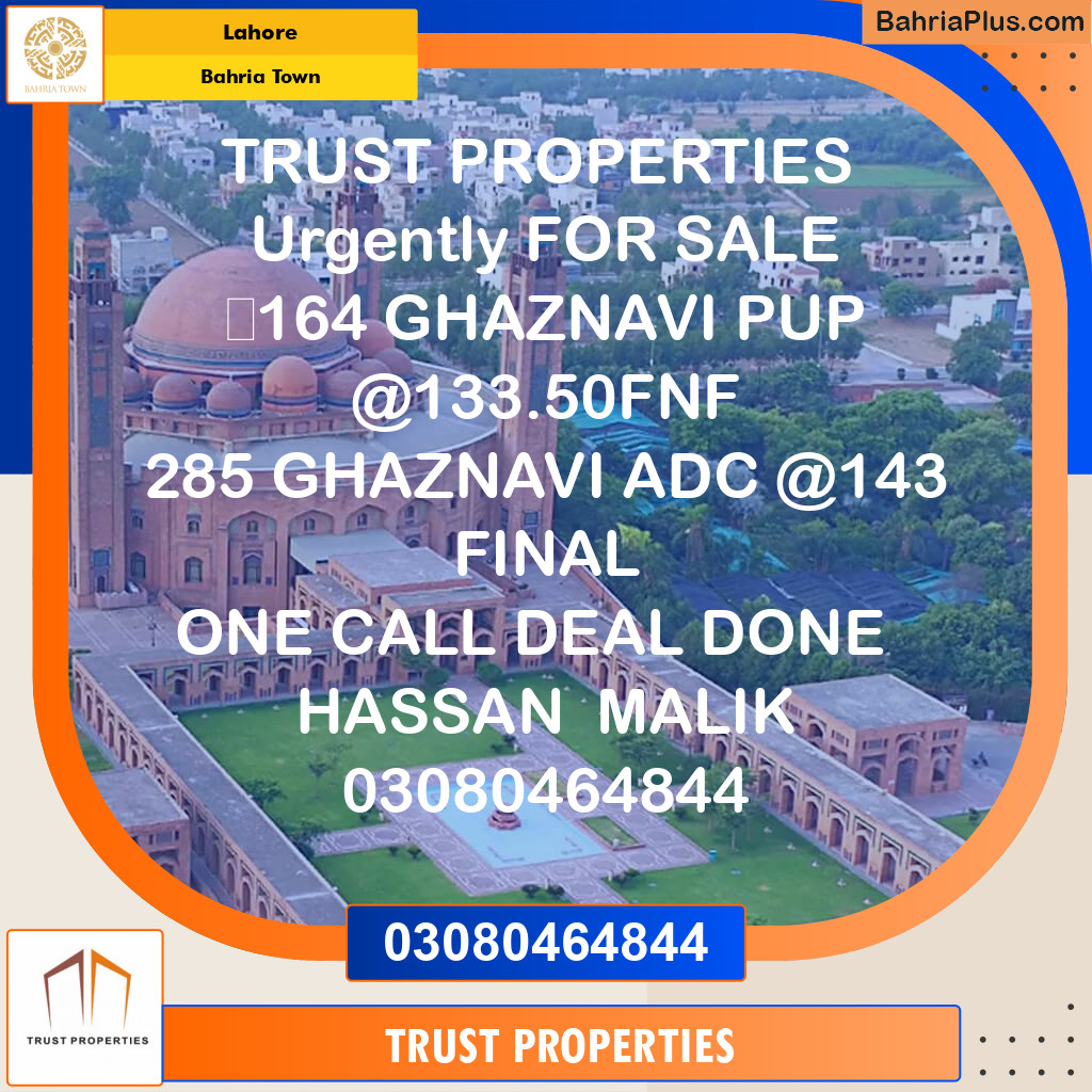 Residential Plot for Sale in Sector F - Ghaznavi Block -  Bahria Town, Lahore - (BP-122478)