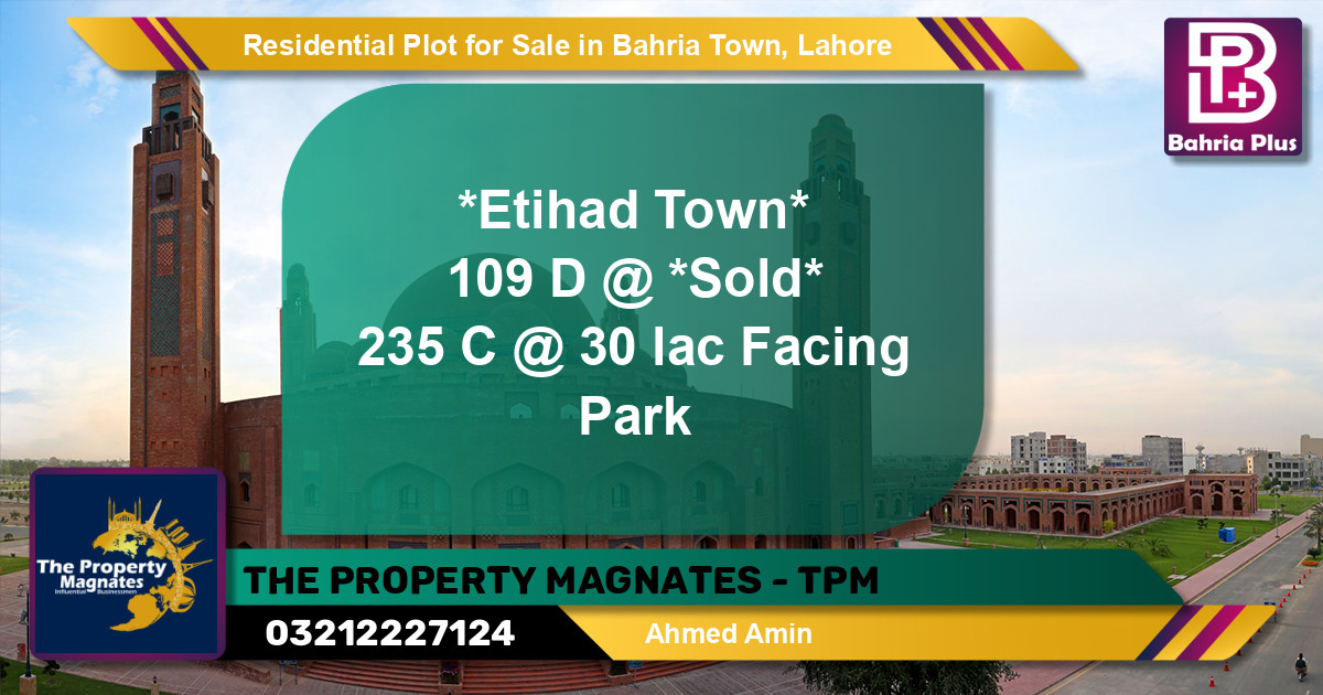 Residential Plot for Sale in Bahria Town, Lahore - (BP-122483)