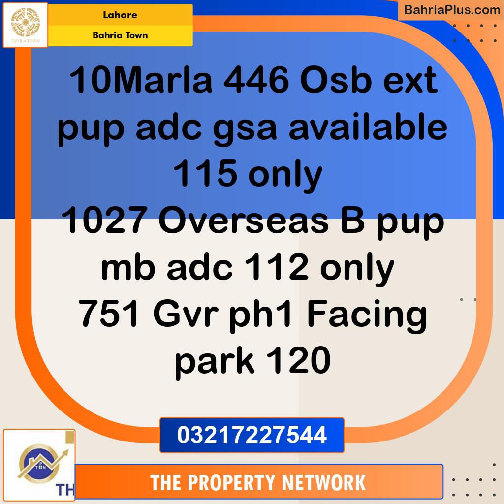 Residential Plot for Sale in Bahria Town, Lahore - (BP-122502)