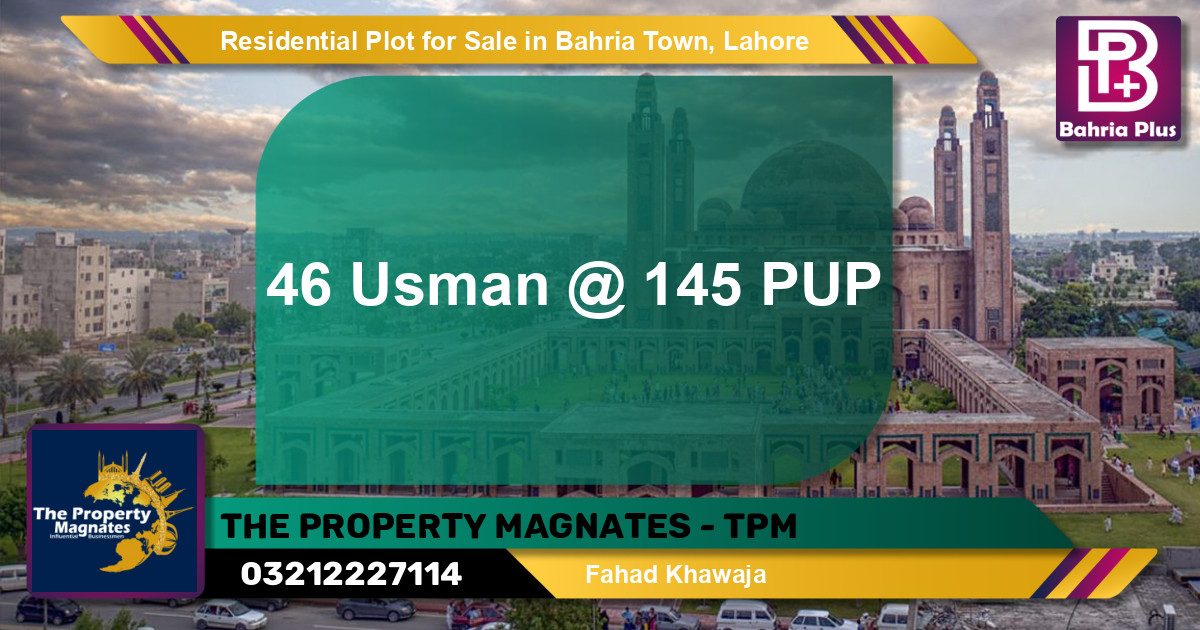 Residential Plot for Sale in Sector B - Usman Block -  Bahria Town, Lahore - (BP-122528)