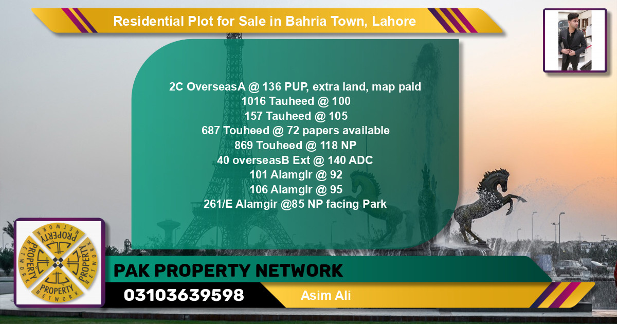 Residential Plot for Sale in Overseas A -  Bahria Town, Lahore - (BP-122536)