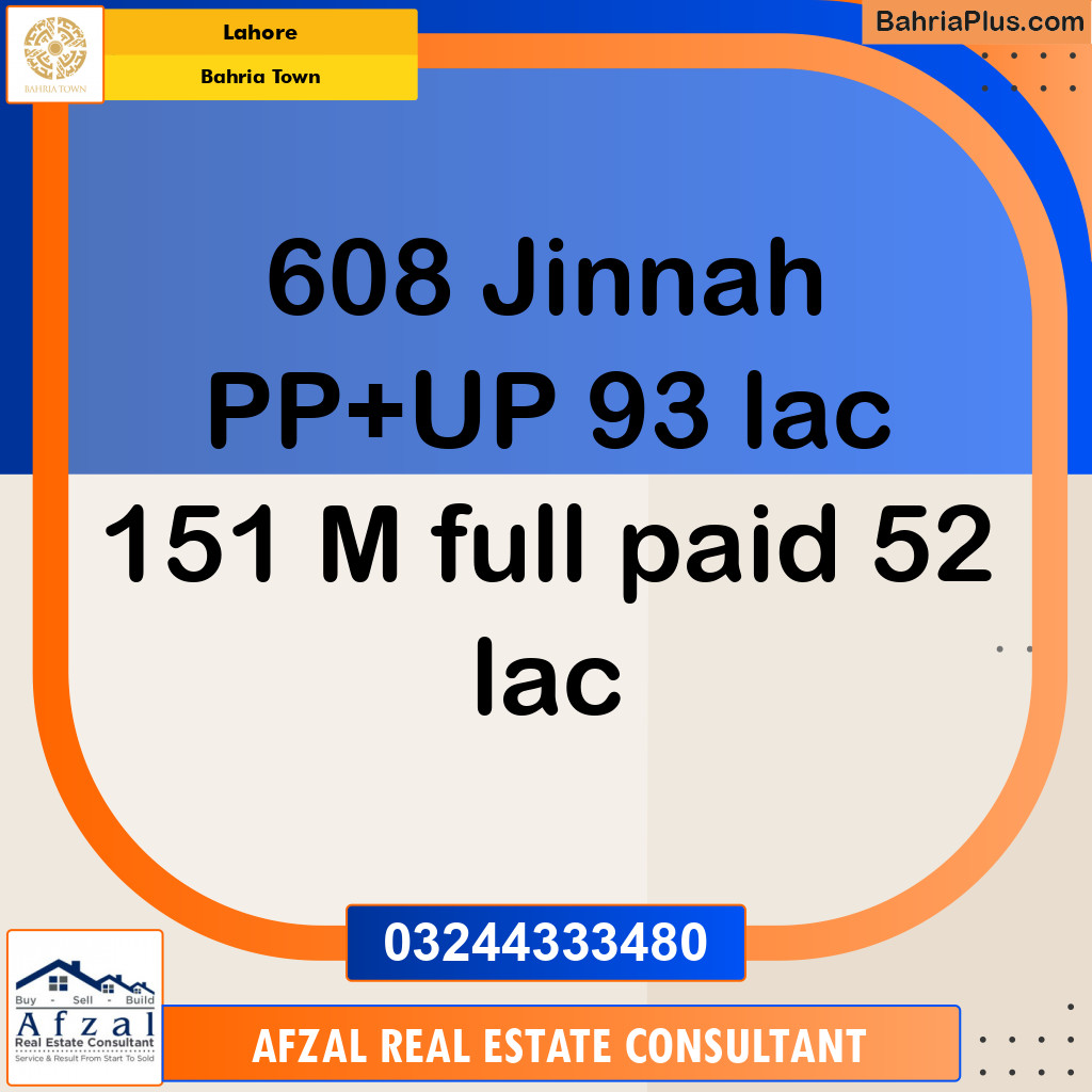 Residential Plot for Sale in Sector E - Jinnah Block -  Bahria Town, Lahore - (BP-122551)