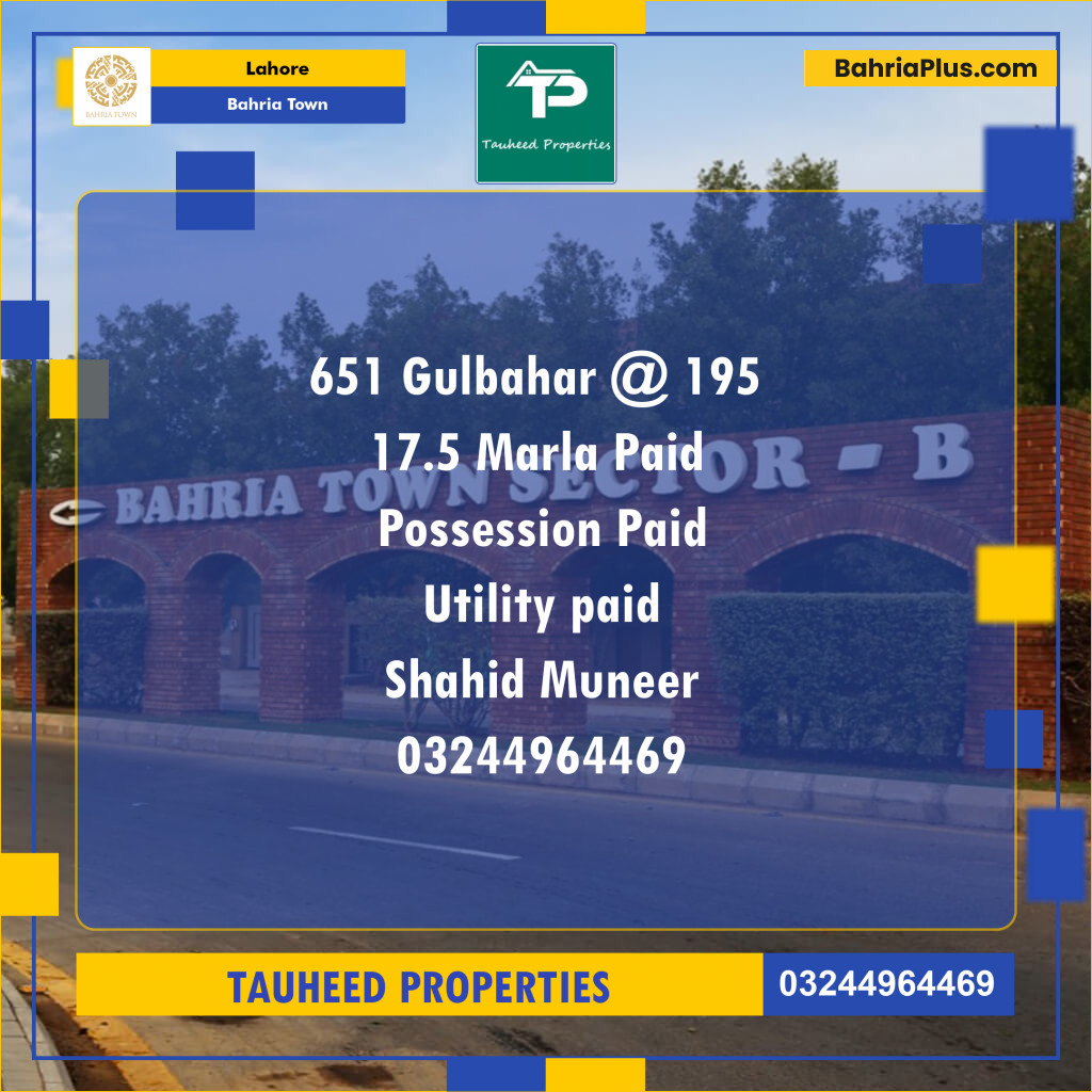 Residential Plot for Sale in Sector C - Gulbahar Block -  Bahria Town, Lahore - (BP-122569)