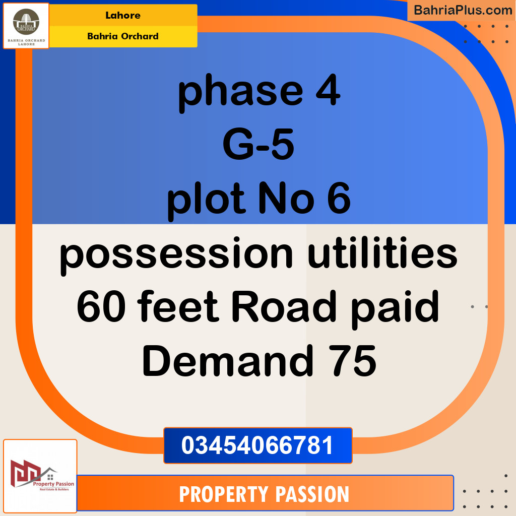 Residential Plot for Sale in Bahria Orchard, Lahore - (BP-122600)