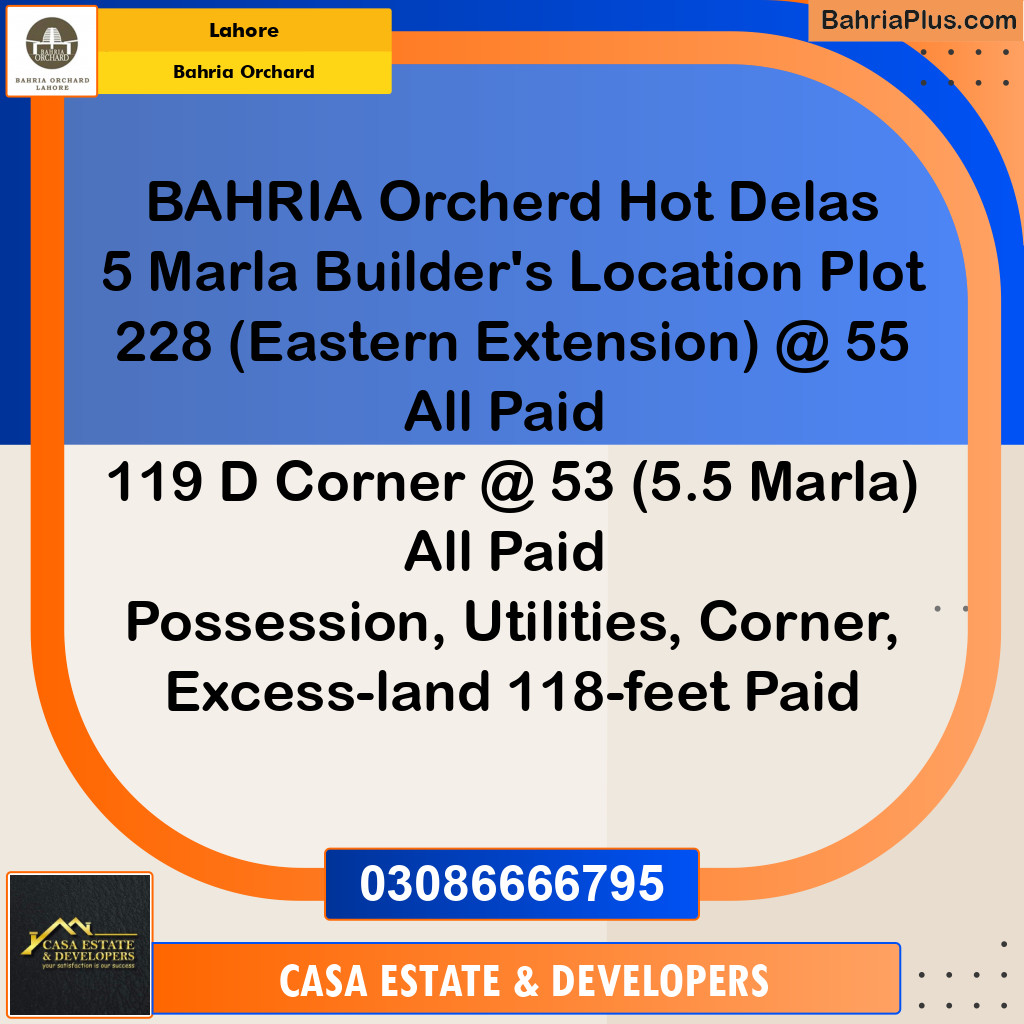 Residential Plot for Sale in Bahria Orchard, Lahore - (BP-122607)