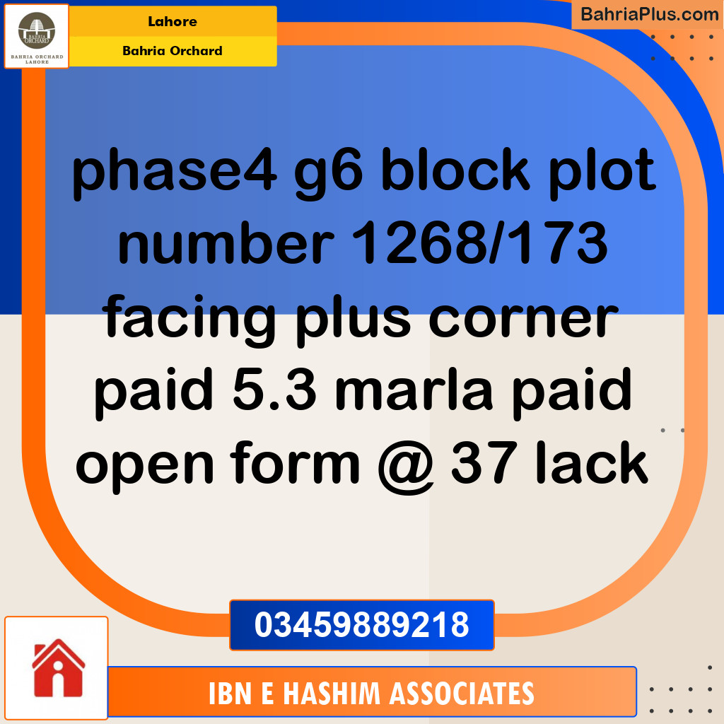 Residential Plot for Sale in Bahria Orchard, Lahore - (BP-122610)