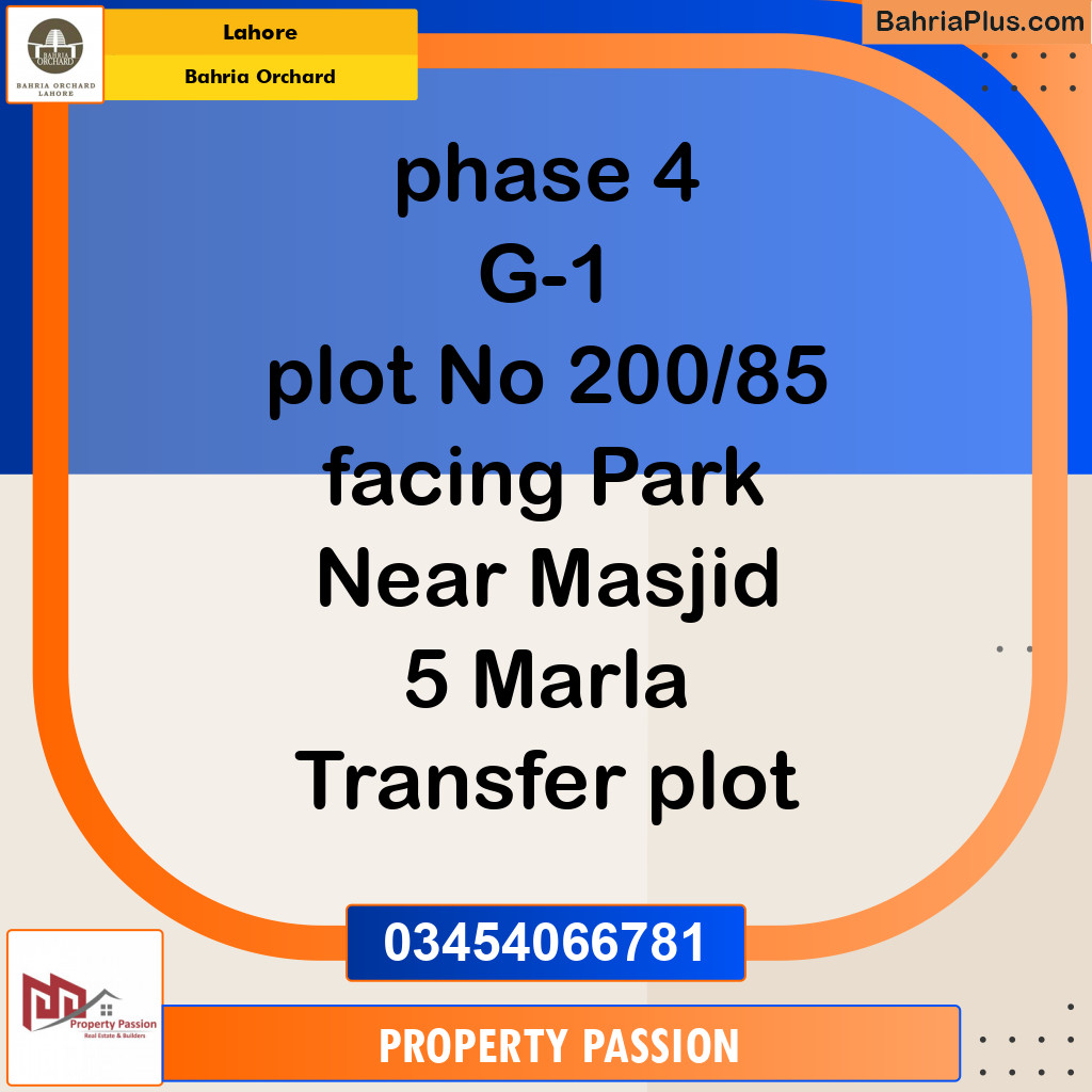 Residential Plot for Sale in Bahria Orchard, Lahore - (BP-122614)