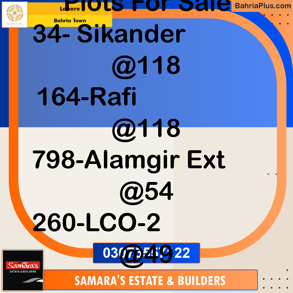 Residential Plot for Sale in Bahria Town, Lahore - (BP-122618)