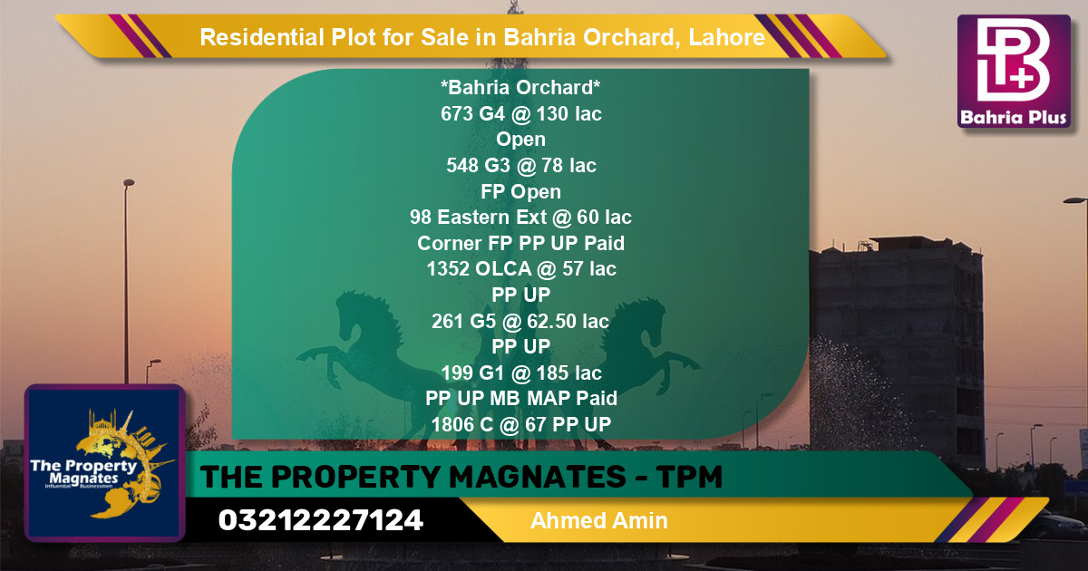 Residential Plot for Sale in Phase 4 - G4 Block -  Bahria Orchard, Lahore - (BP-122689)