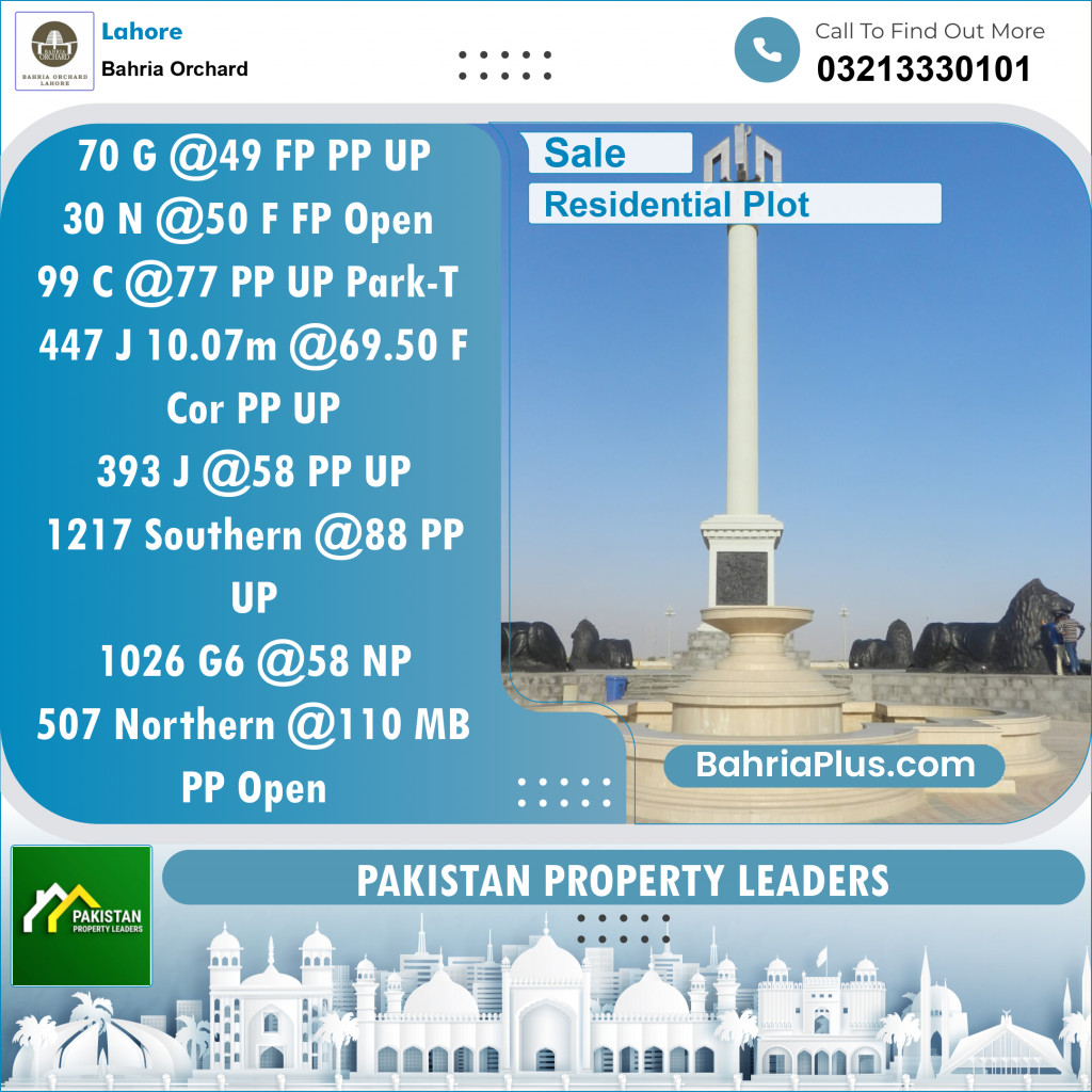 Residential Plot for Sale in Phase 2 - G Block -  Bahria Orchard, Lahore - (BP-122722)