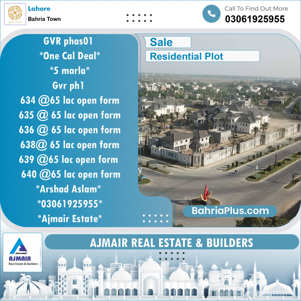 Residential Plot for Sale in Golf Phase 1 -  Bahria Town, Lahore - (BP-122758)