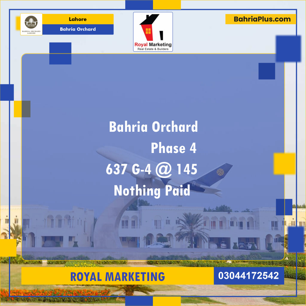 Residential Plot for Sale in Phase 4 - G4 Block -  Bahria Orchard, Lahore - (BP-122766)