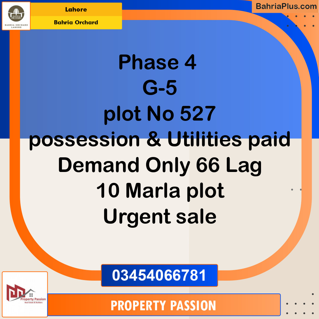 Residential Plot for Sale in Phase 4 - G5 Block -  Bahria Orchard, Lahore - (BP-122788)