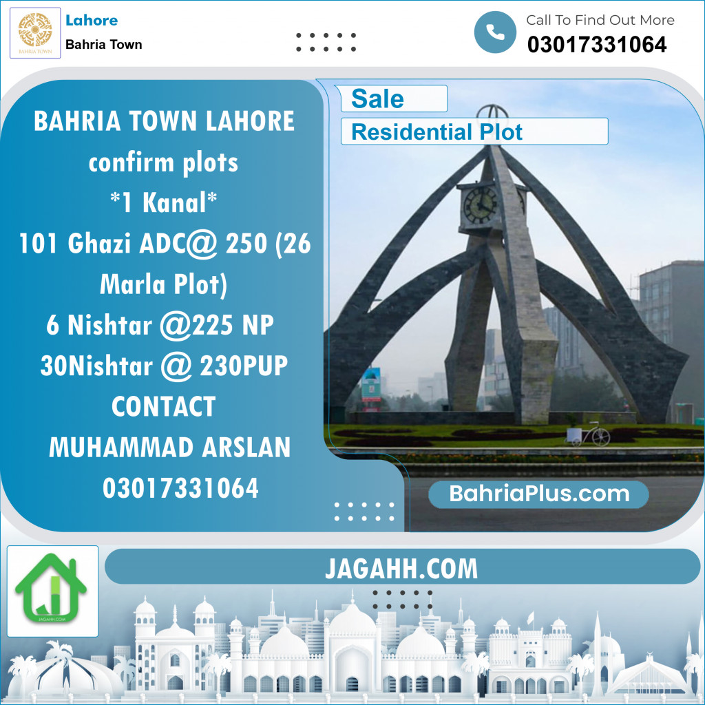 Residential Plot for Sale in Sector F - Ghazi Block -  Bahria Town, Lahore - (BP-122793)