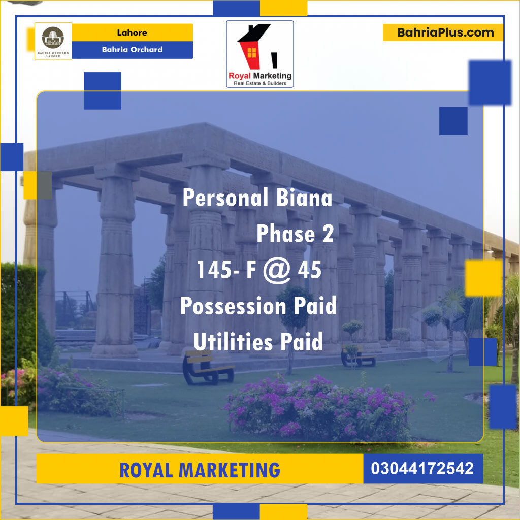 Residential Plot for Sale in Phase 2 - F Block -  Bahria Orchard, Lahore - (BP-122819)