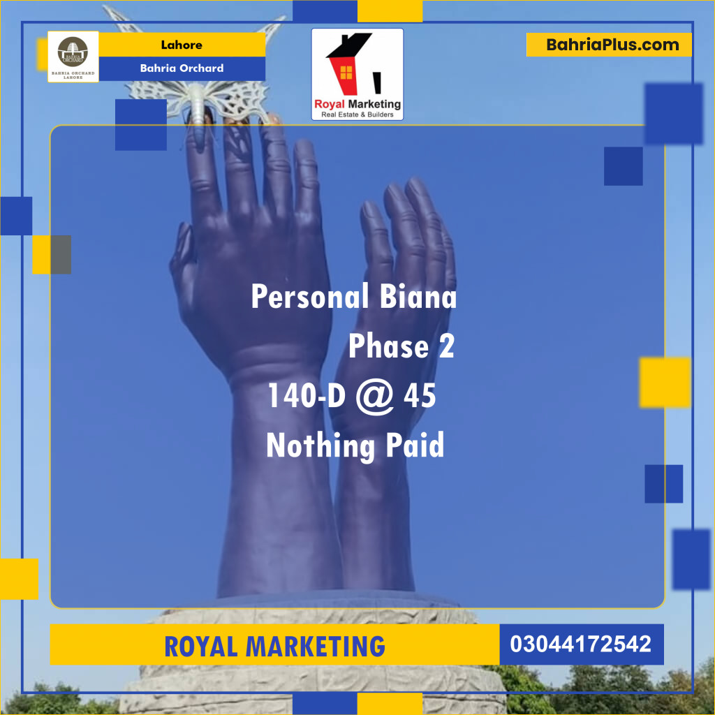 Residential Plot for Sale in Phase 2 - D Block -  Bahria Orchard, Lahore - (BP-122821)