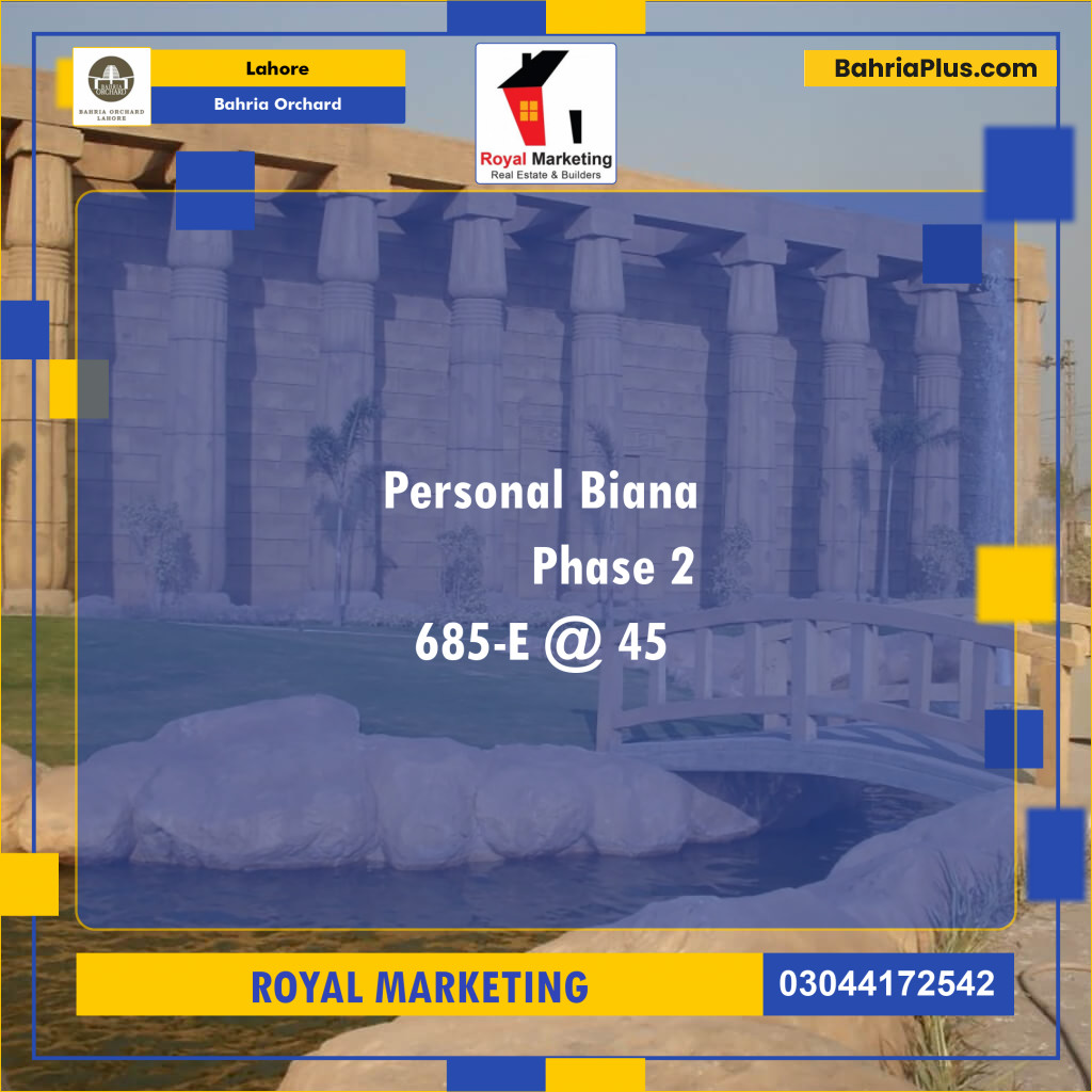 Residential Plot for Sale in Phase 2 - E Block -  Bahria Orchard, Lahore - (BP-122825)