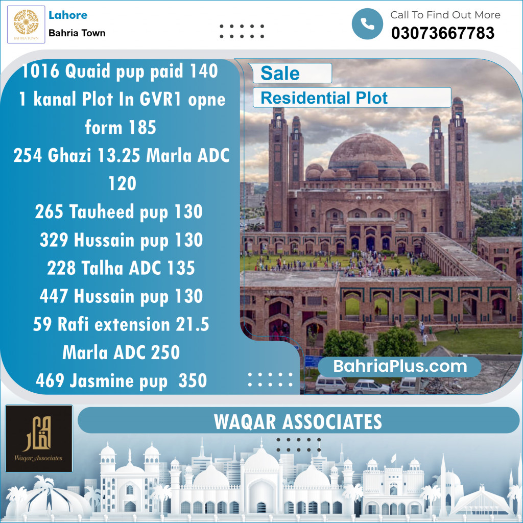 Residential Plot for Sale in Sector E - Quaid Block -  Bahria Town, Lahore - (BP-122830)