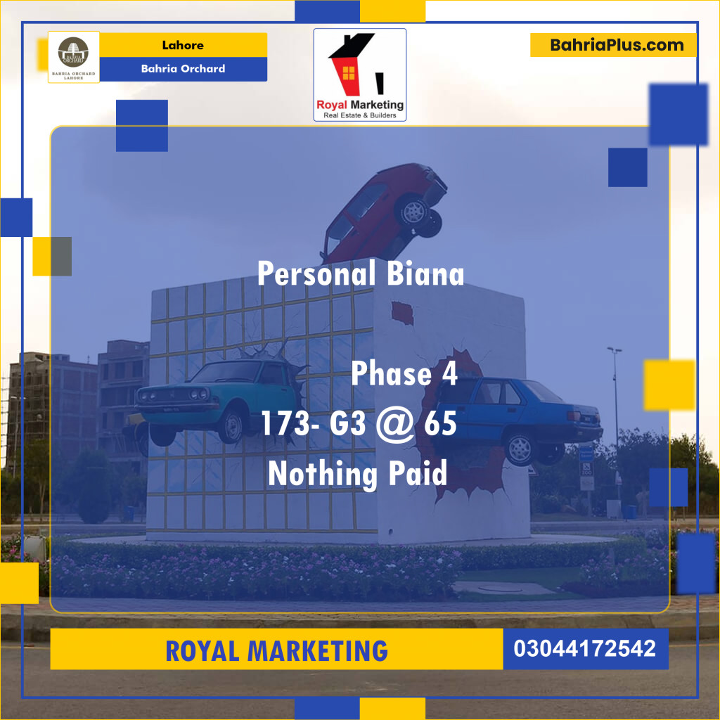 Residential Plot for Sale in Phase 4 - G3 Block -  Bahria Orchard, Lahore - (BP-122837)