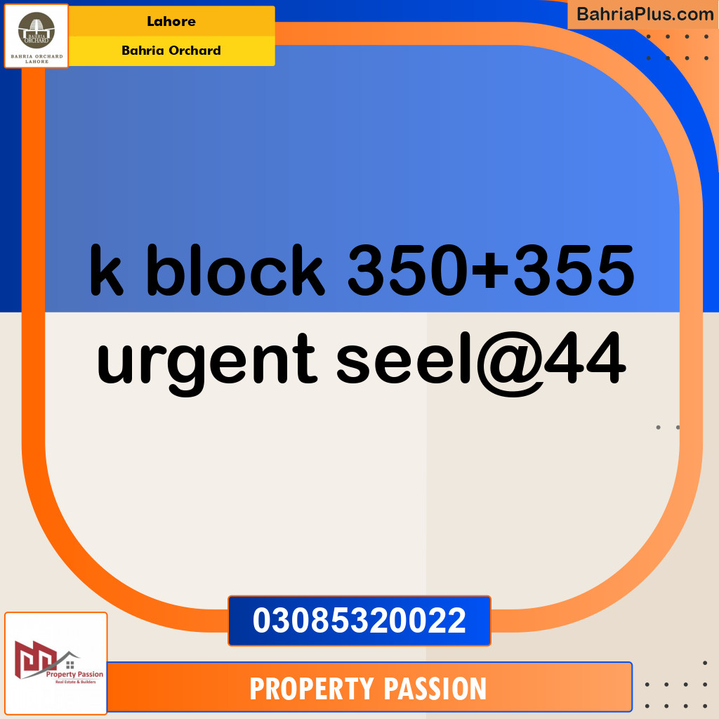 Residential Plot for Sale in Phase 2 - K Block -  Bahria Orchard, Lahore - (BP-122849)