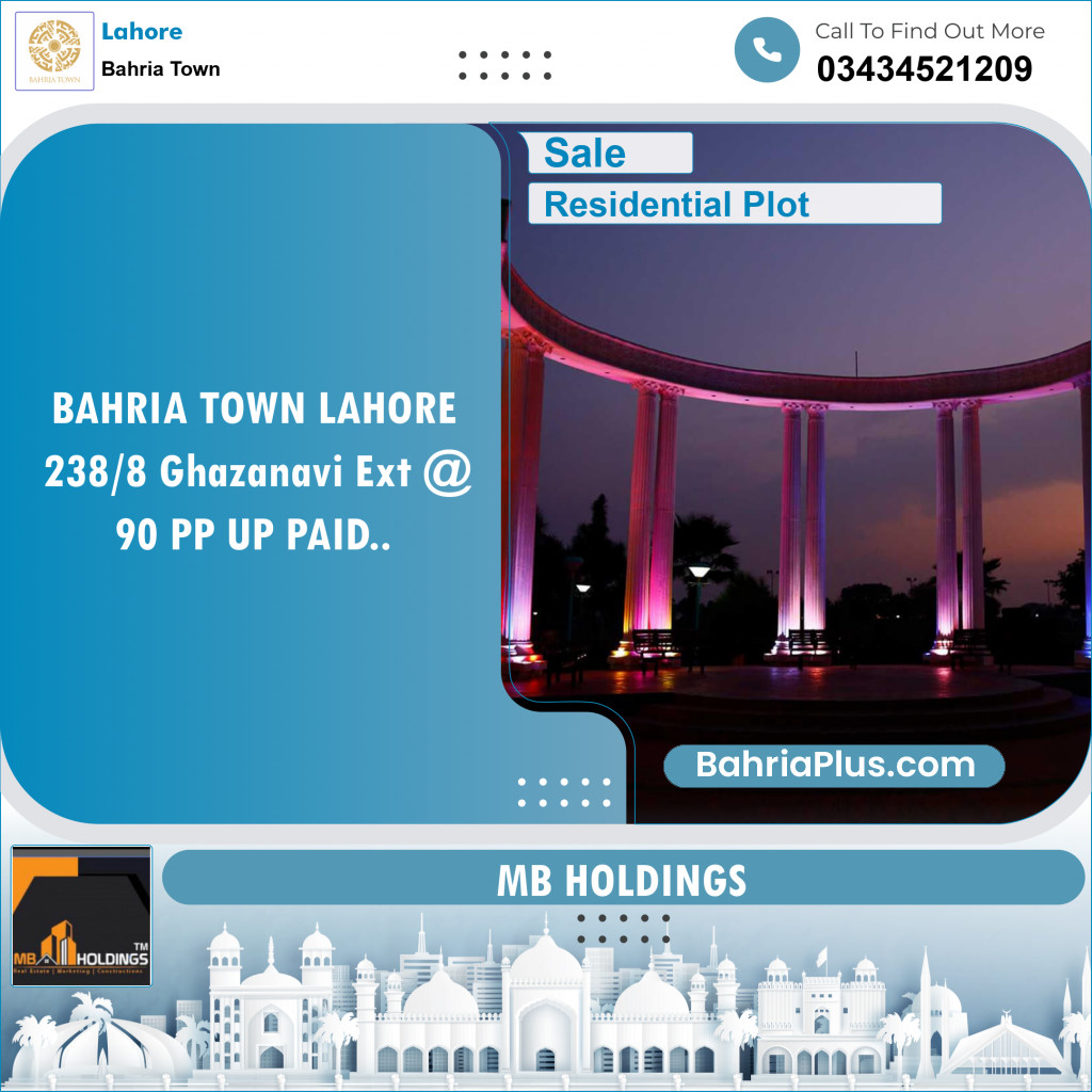 Residential Plot for Sale in Sector F - Ghaznavi Ext. Block -  Bahria Town, Lahore - (BP-122865)